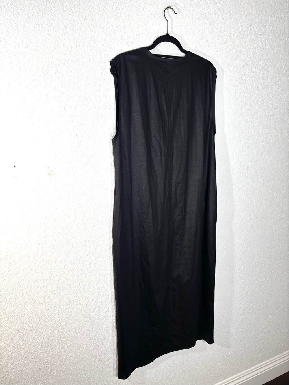 Helmut Lang Glossy Black Sleeveless Midi Dress Faux Leather Look Size Large - Picture 10 of 16